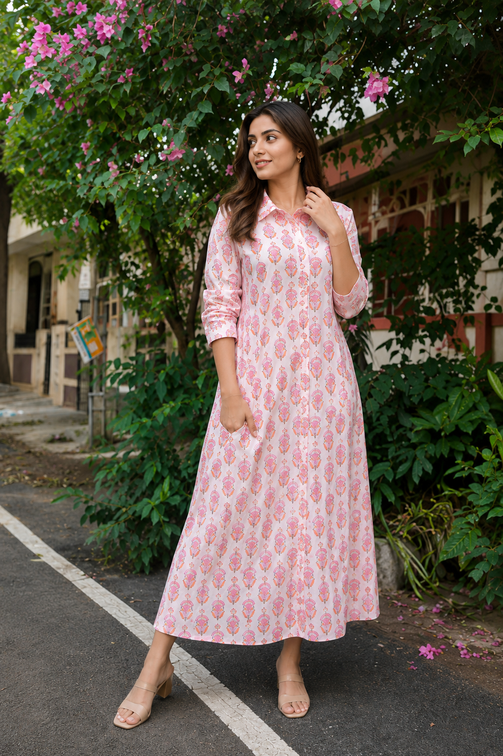 Blush Bloom Pink Shirt Dress