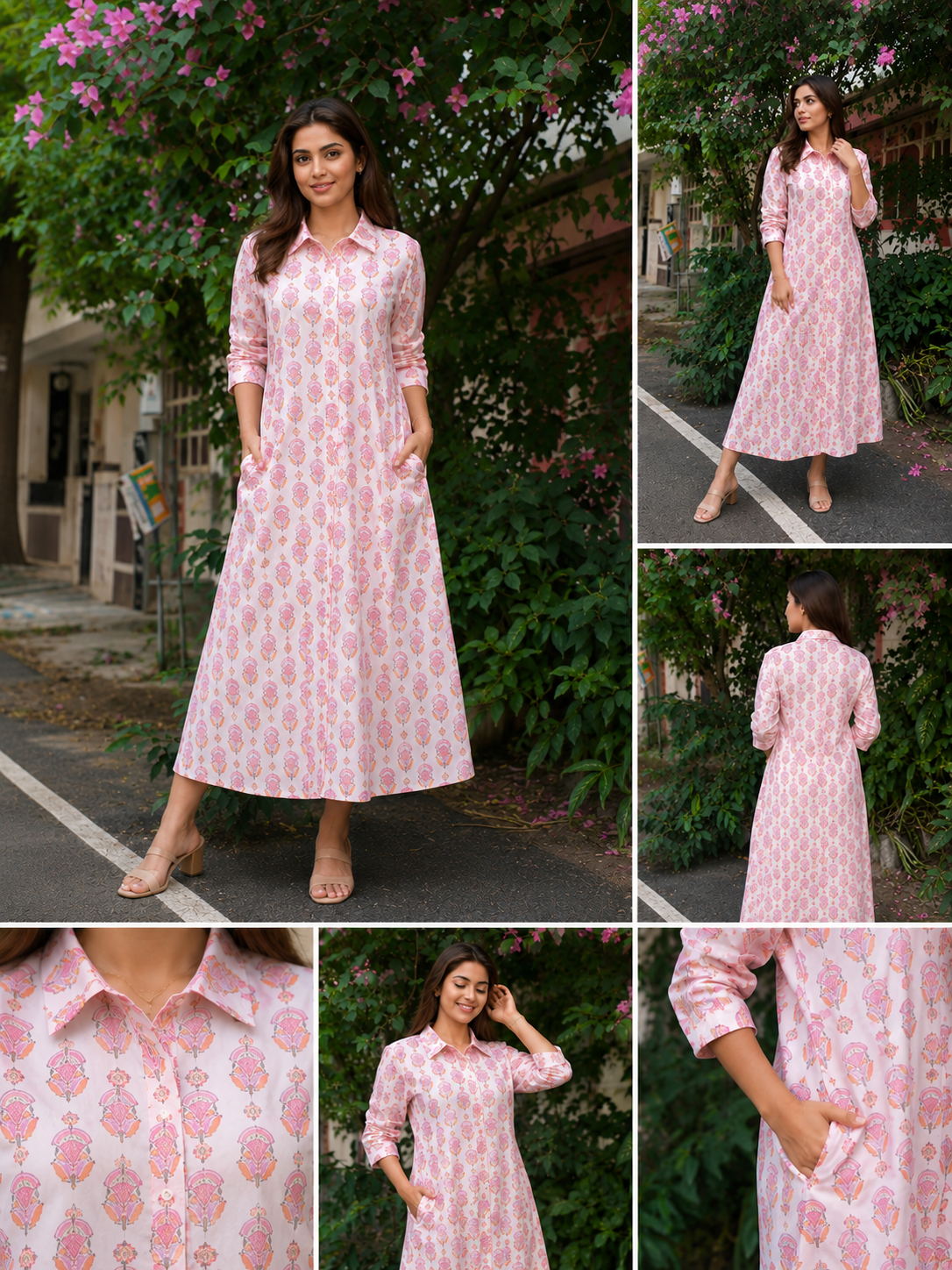 Blush Bloom Pink Shirt Dress